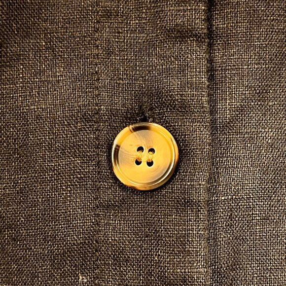 Neiman Marcus Sleeveless Linen Wide Leg Cropped Jumpsuit, Black, L - Picture 5 of 9